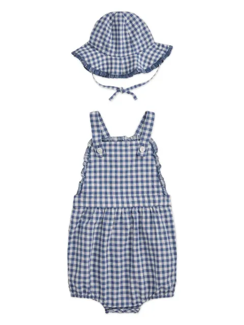 POLO RALPH LAUREN KIDS gingham-print dungaree set