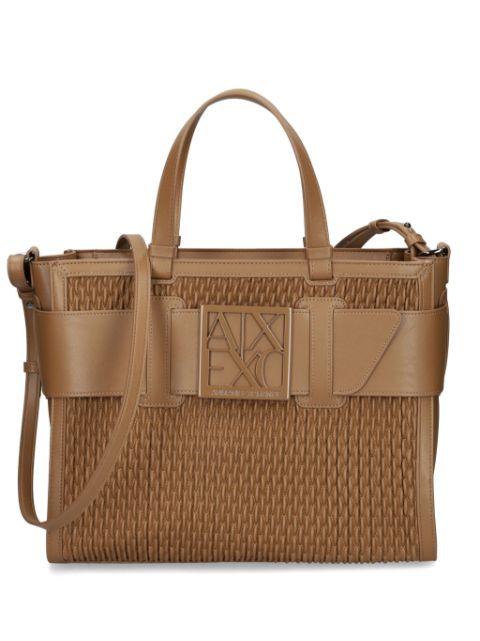 Armani Exchange logo-plaque woven tote bag Women