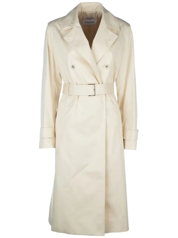 Calvin Klein belted trench coat women Cotton Organic Cotton Polyester 34 Neutrals