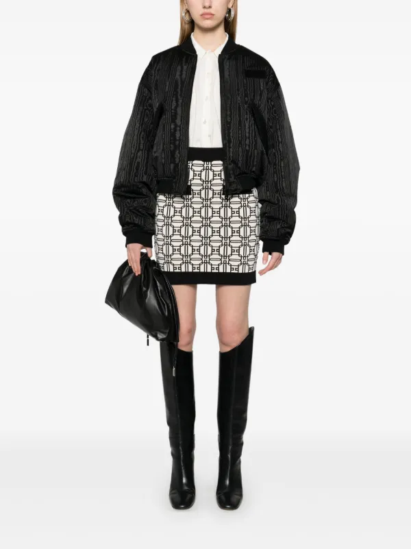 エリザベッタ フランキ ミニスカート ラフィアジャカード ロゴ Elisabetta Franchi ロゴジャカード ミニスカート