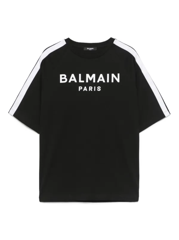 Balmain Kids logo print T shirt Black FARFETCH ZA