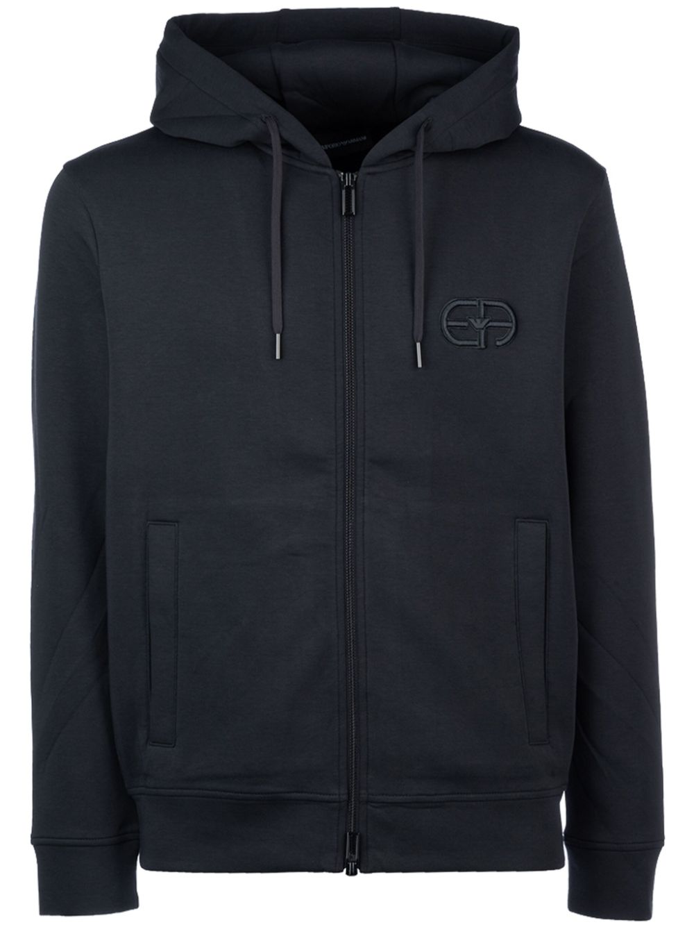 zipped logo embroidered hoodie