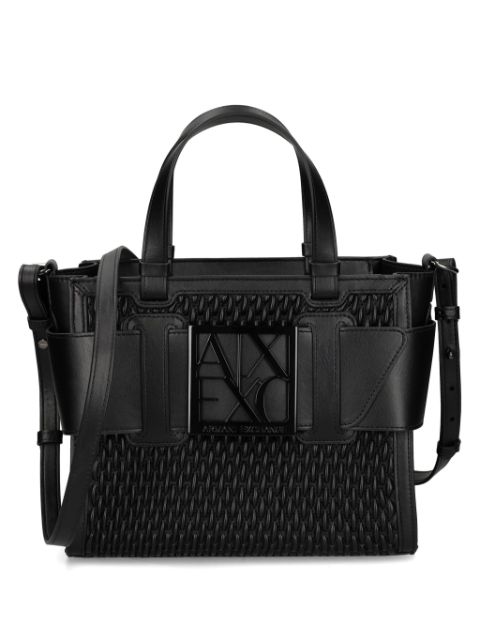 Armani Exchange logo-plaque woven tote bag Women