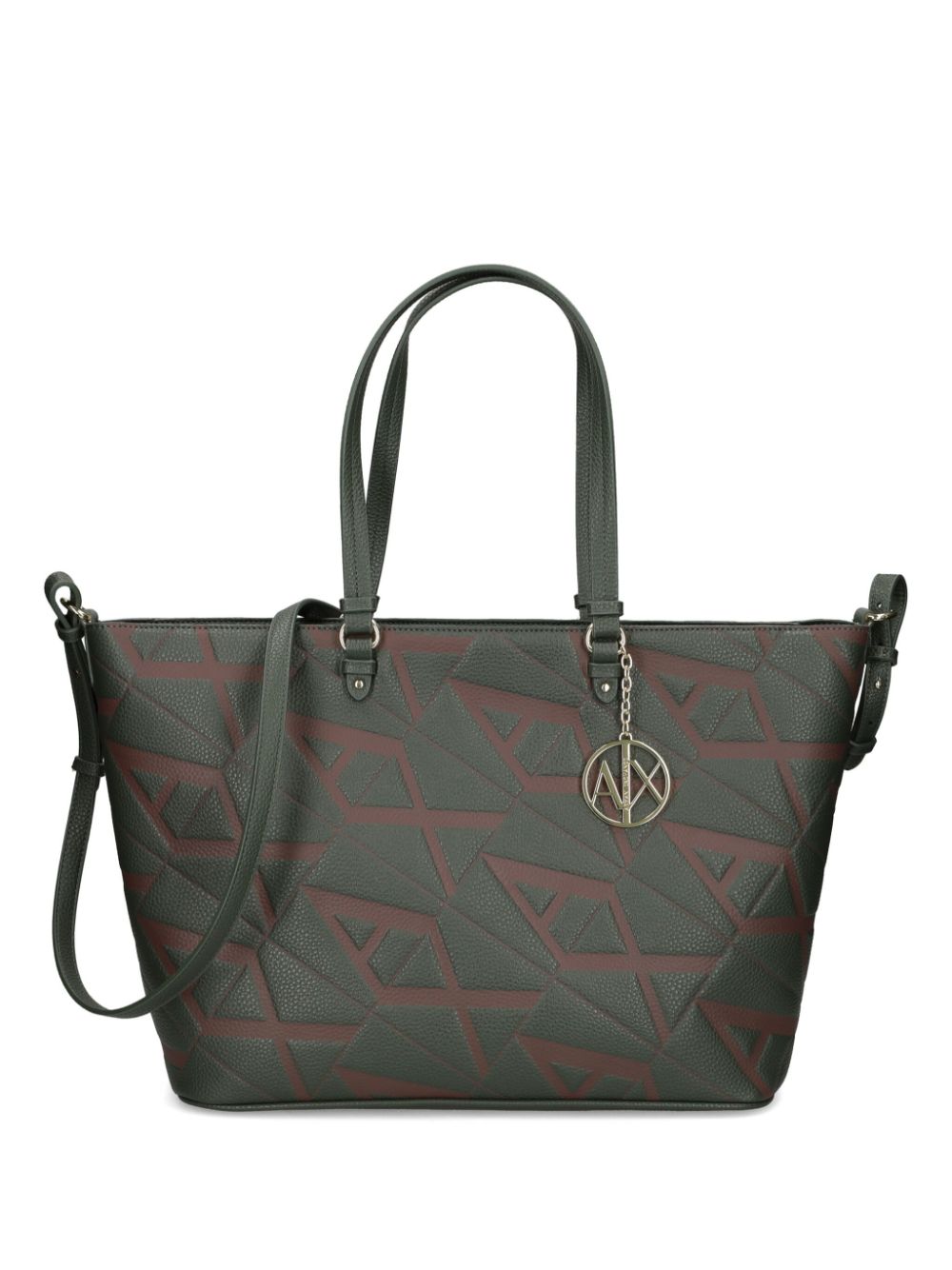 Armani Exchange logo-debossed leather tote bag - Green