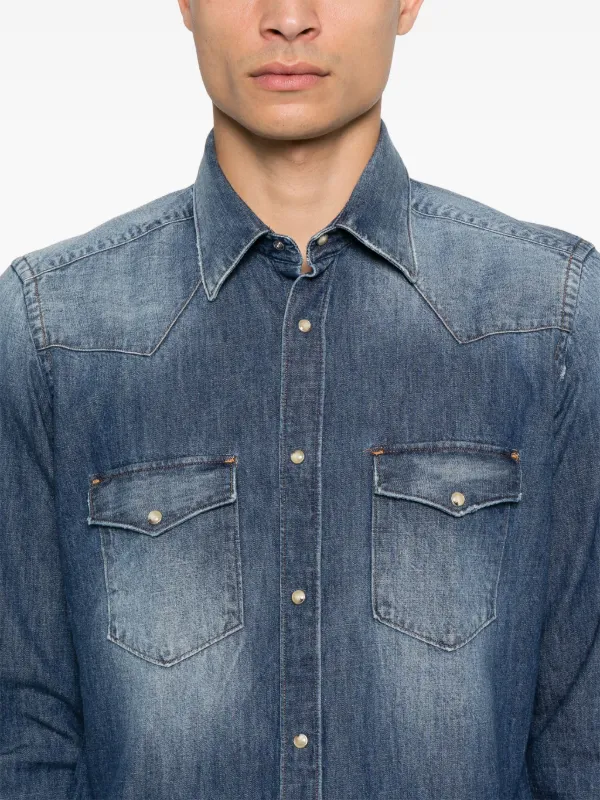 Tintoria Mattei Camicia Denim Schiarito Blu FARFETCH IT