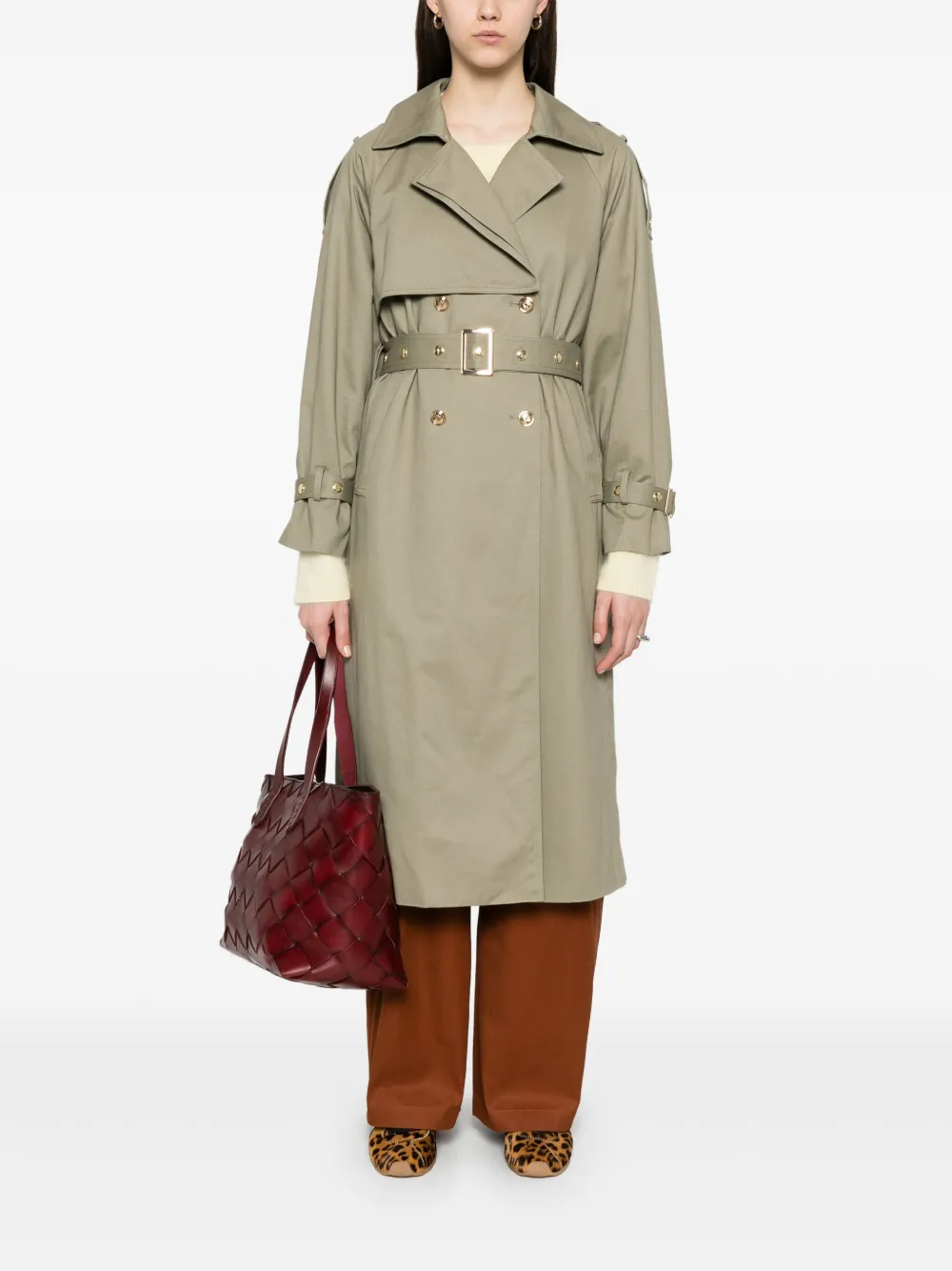 Maje Trenchcoat met dubbele rij knopen - Groen