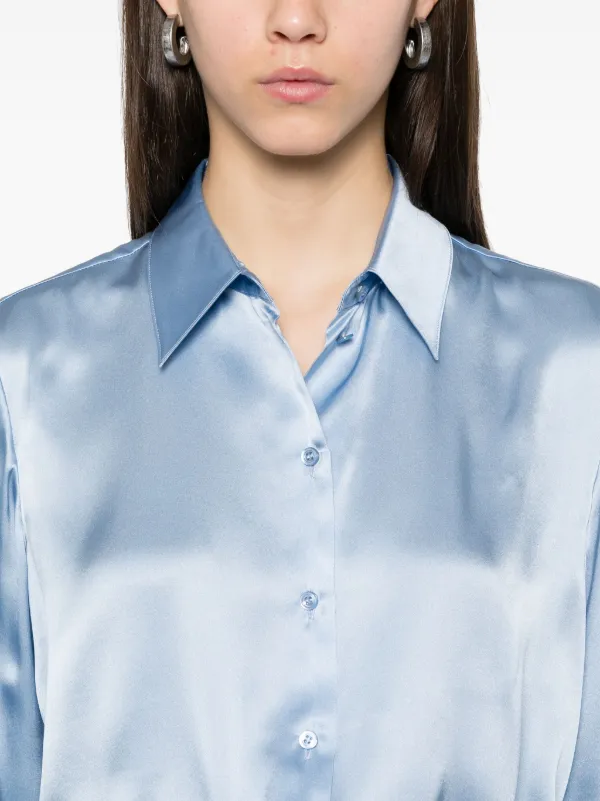 Maje Silk Shirt Blue FARFETCH PH