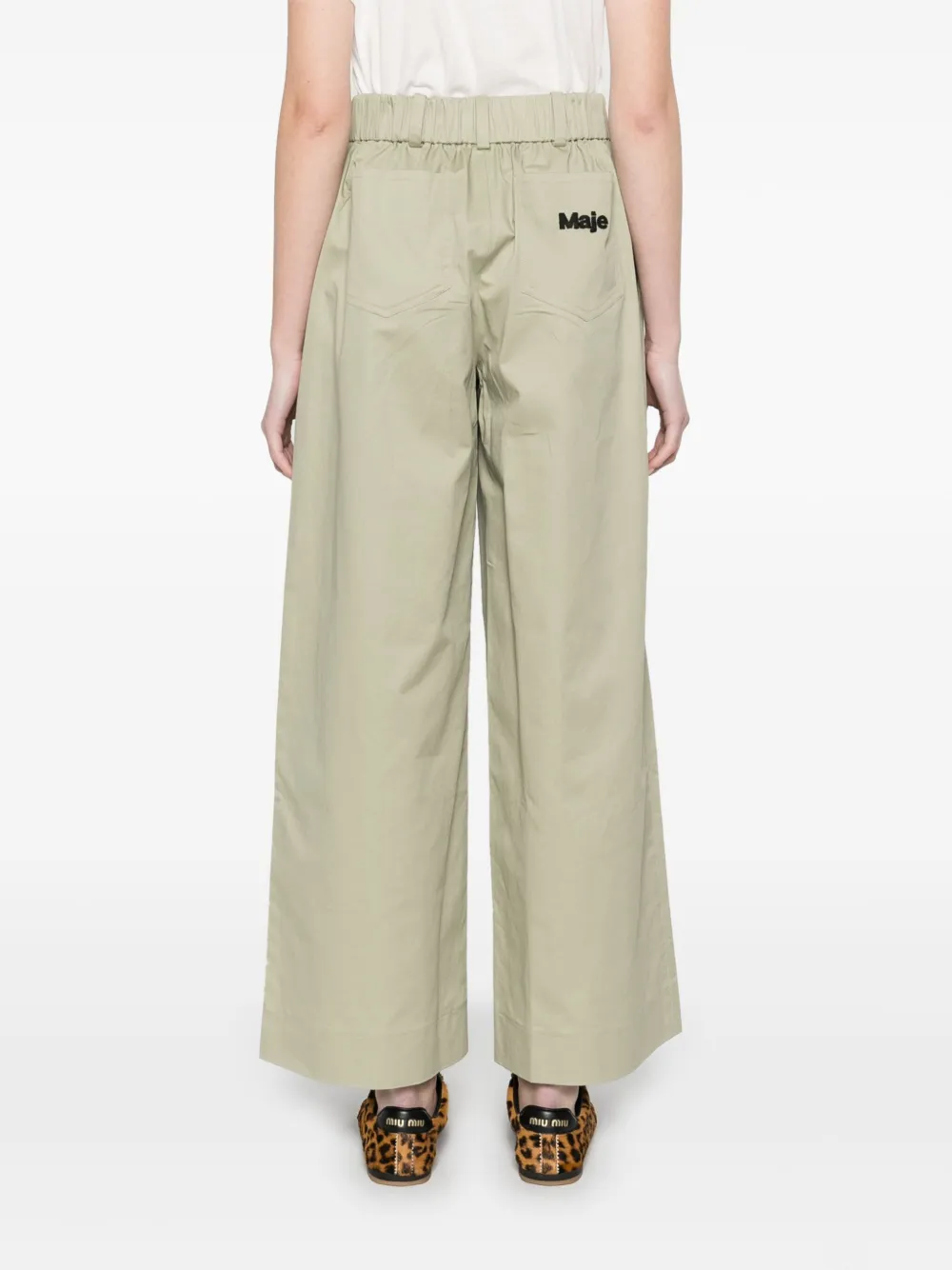 Maje Broek met logo-reliëf Groen