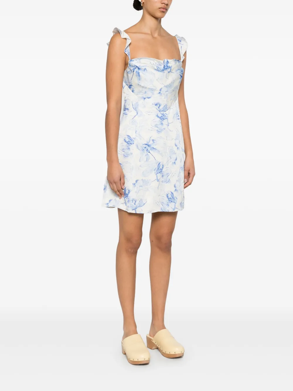 Maje Mini-jurk met bloemenprint Beige
