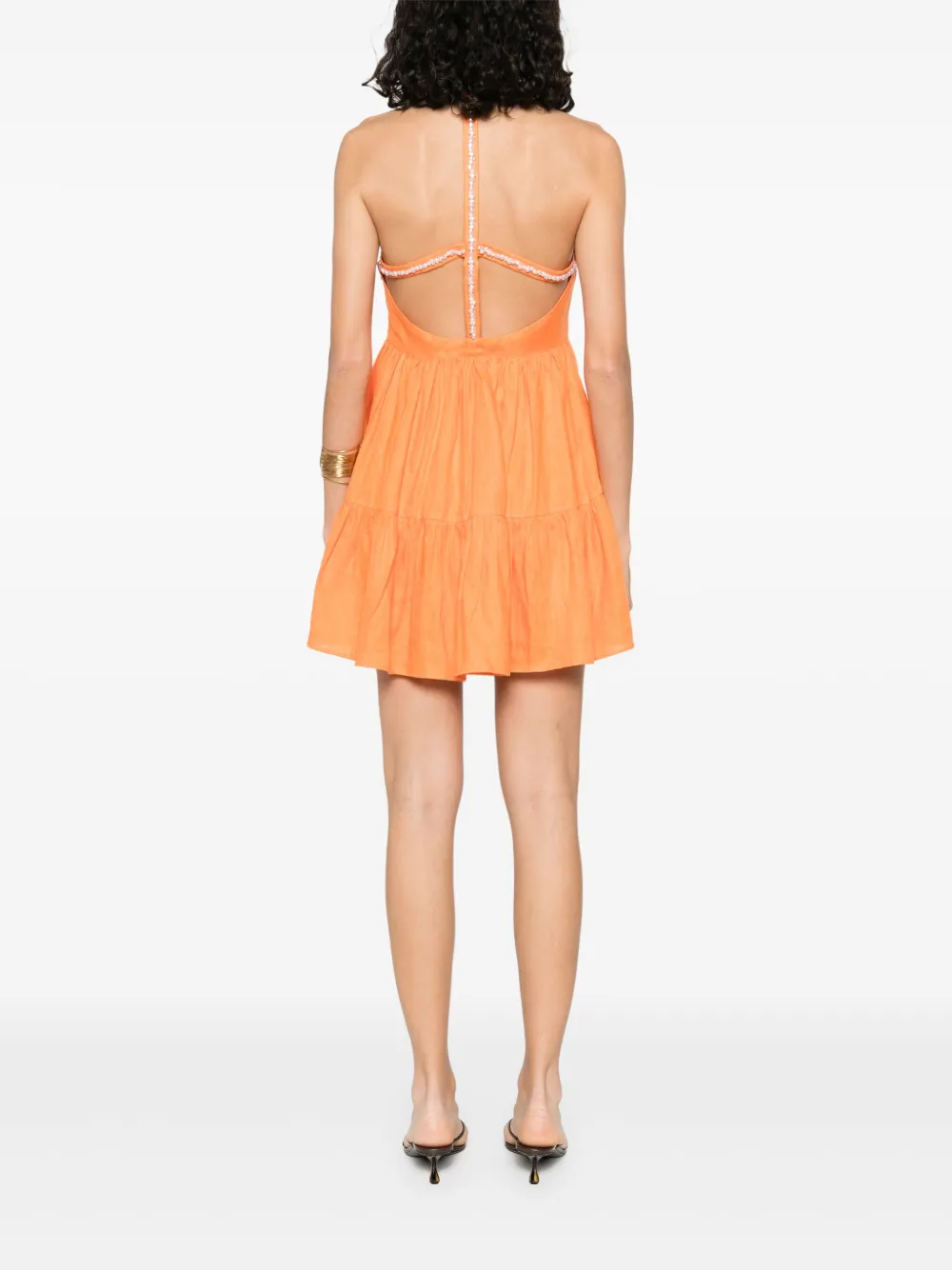 Maje Linnen mini-jurk Oranje