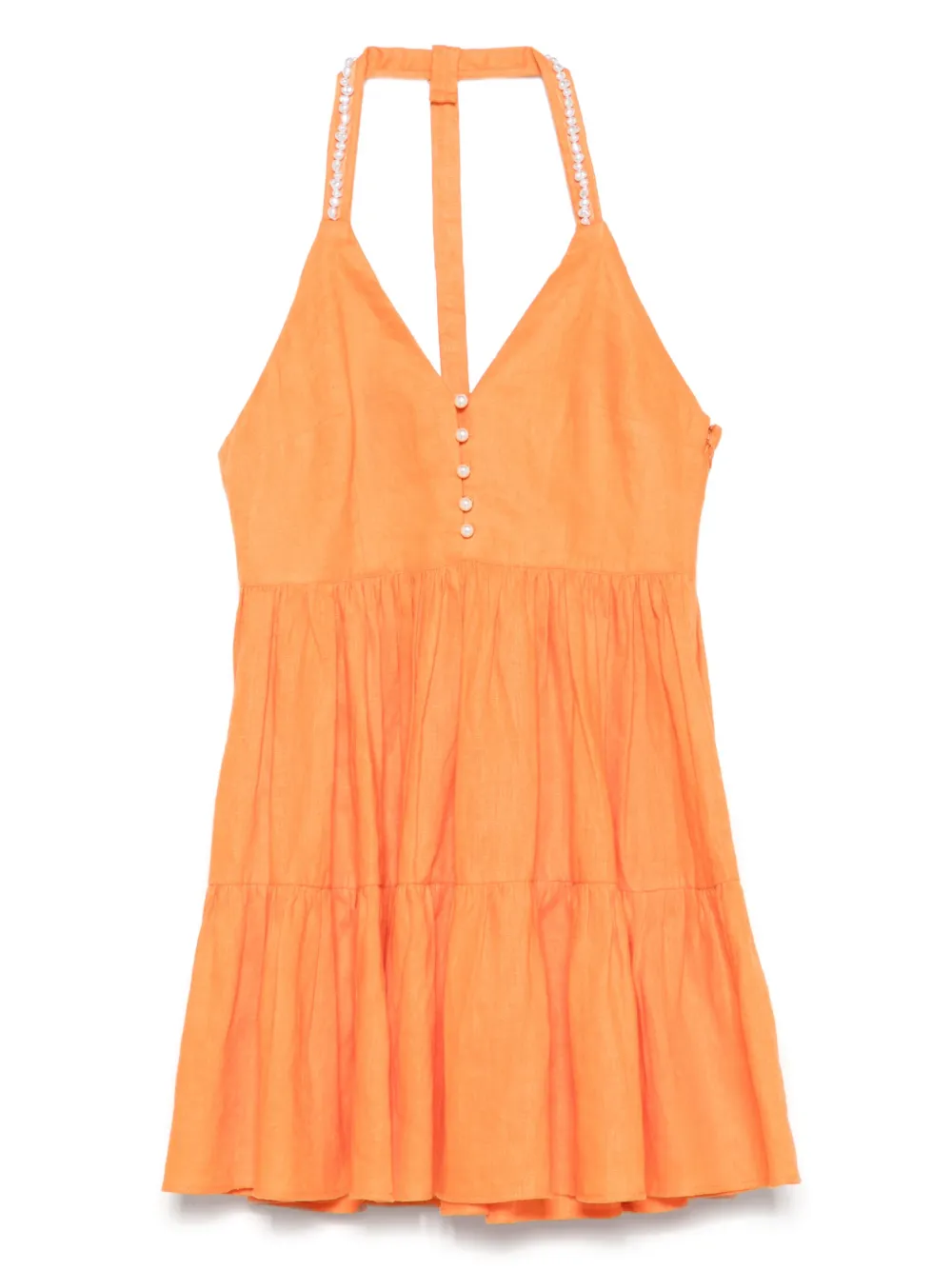 Maje Linnen mini-jurk Oranje