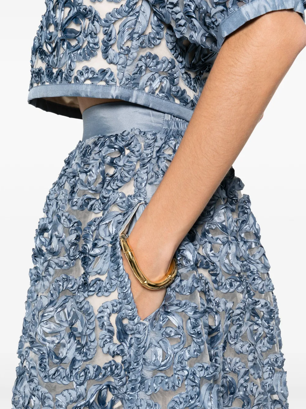 Maje Midi-rok met borduurwerk Blauw