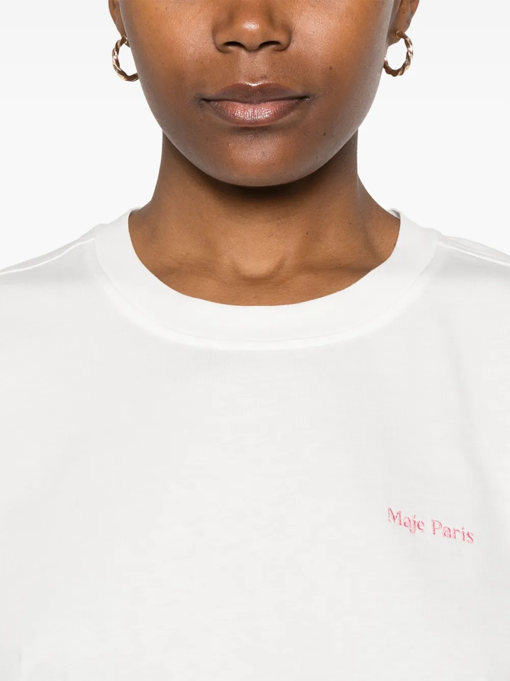 Maje T-shirt met geborduurd logo Wit