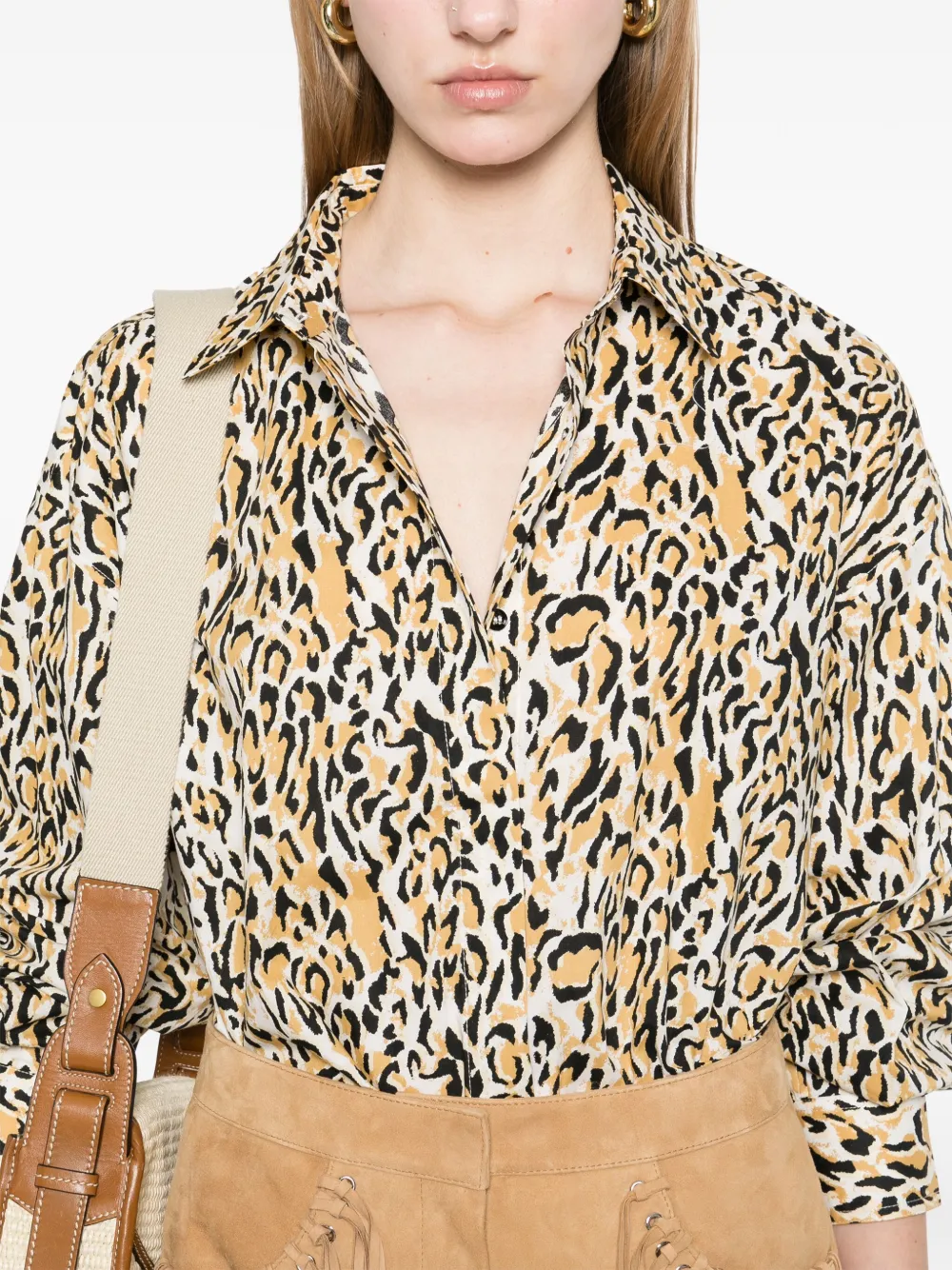 Maje Blouse met luipaardprint Geel