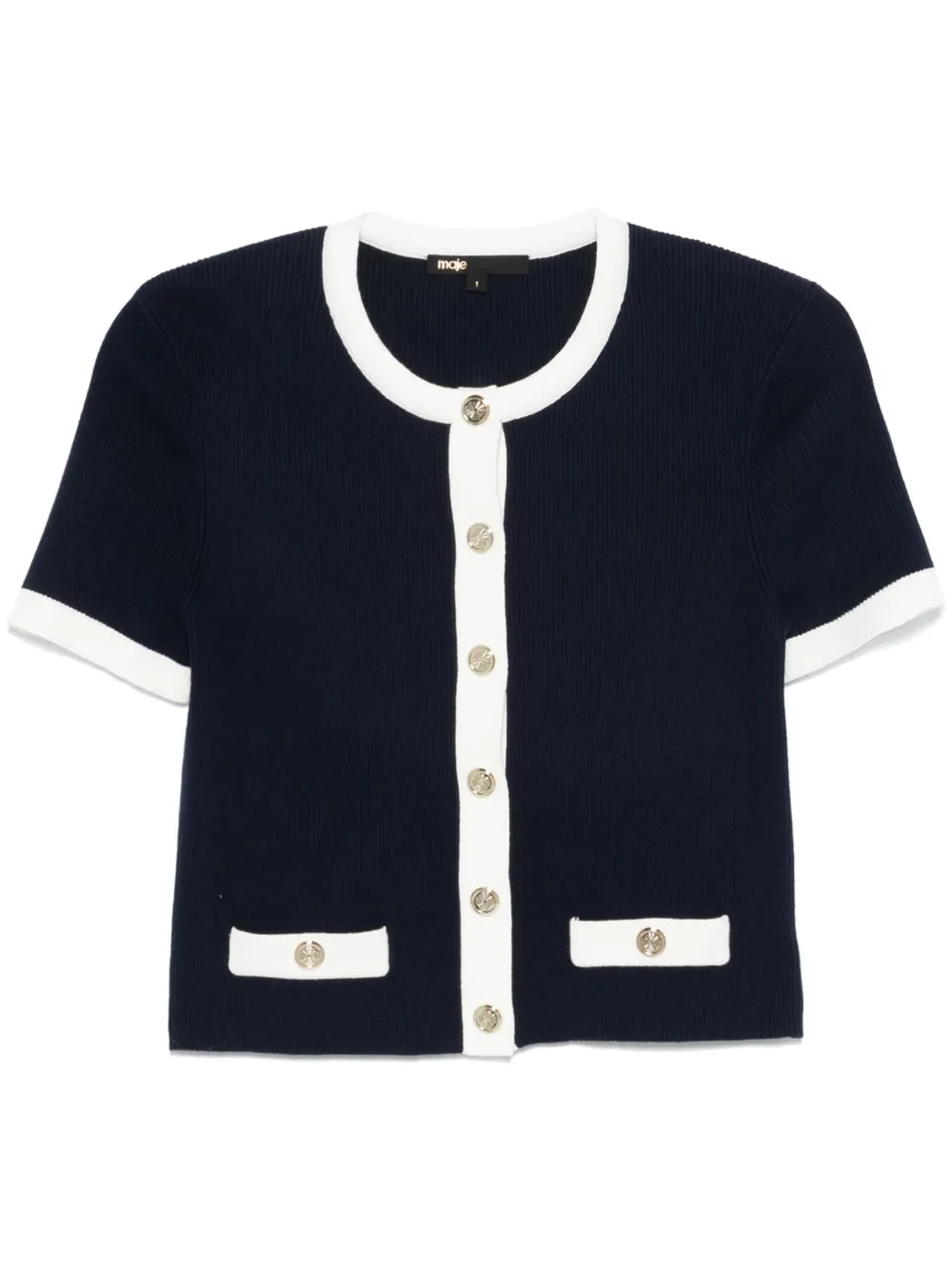 Maje Geribbeld vest Blauw