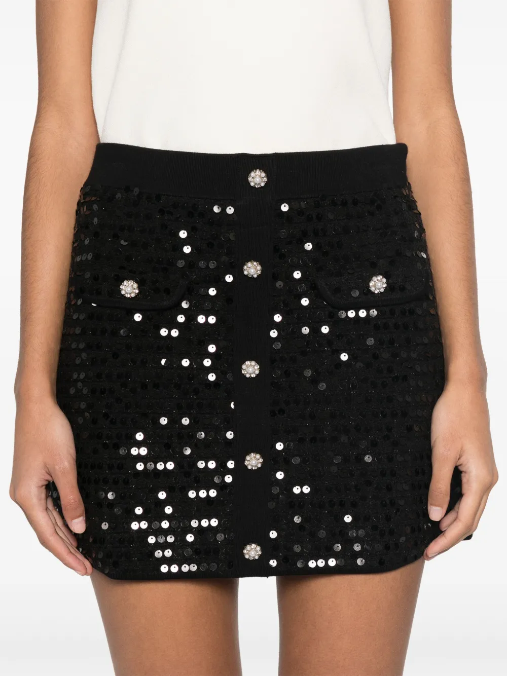Maje Mini-rok met pailletten Zwart
