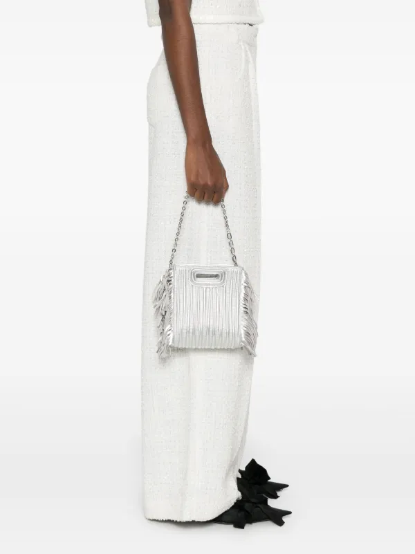 Maje Mini M Metallic Quilted Leather Bag Silver FARFETCH PH