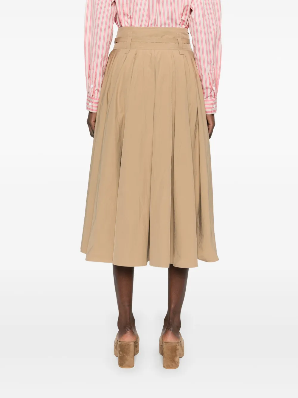 Maje Midi-plooirok Beige