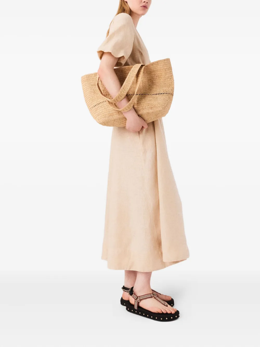 Maje Shopper met logo - Beige