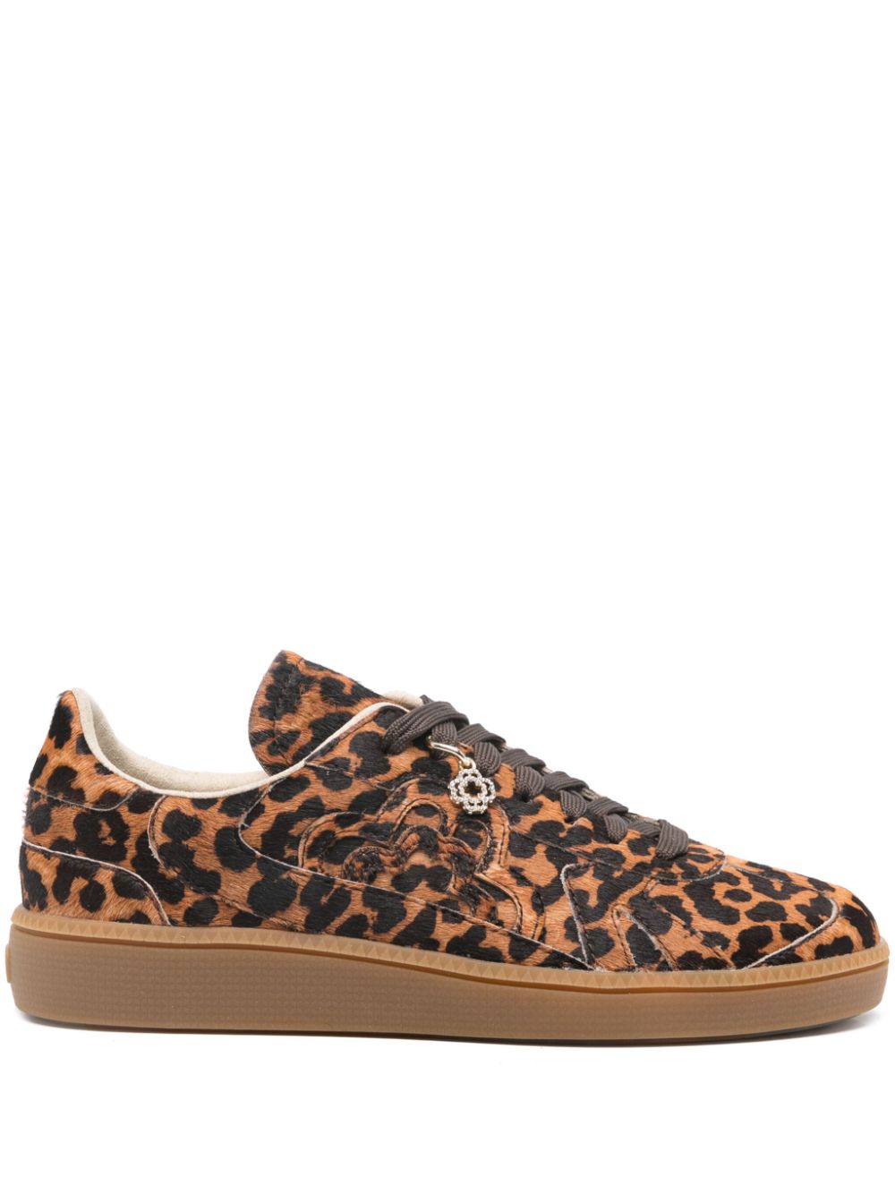 leopard-print leather sneakers