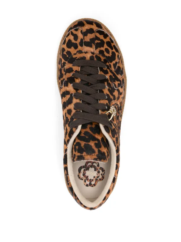Maje leopard-print Leather Sneakers | Brown | FARFETCH JO
