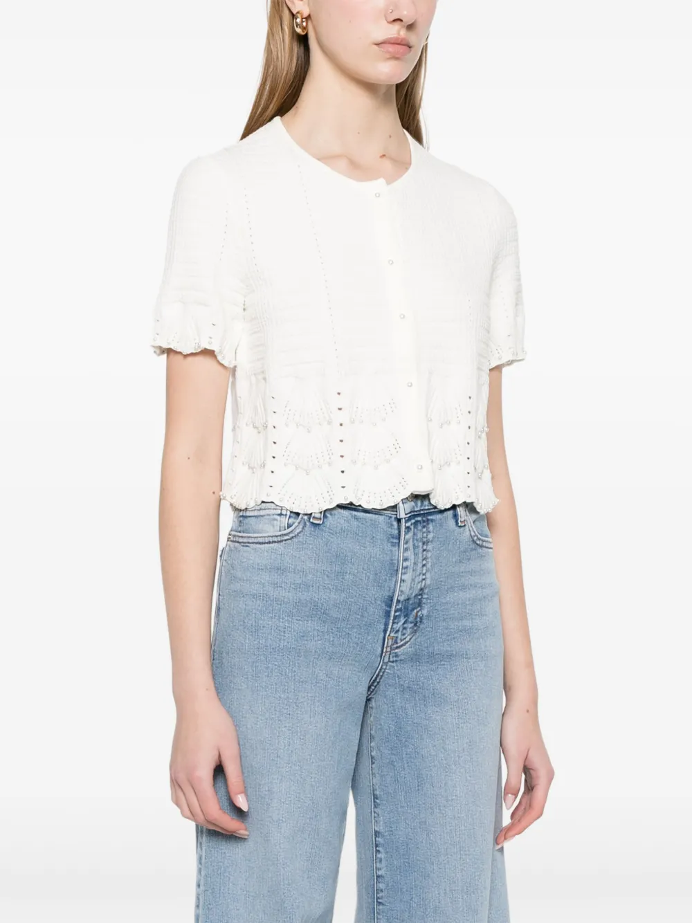 Maje Top met imitatieparel Wit