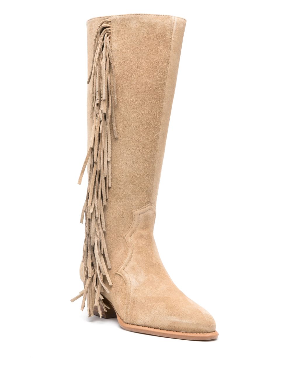 Maje 45mm fringed suede boots - Neutrals