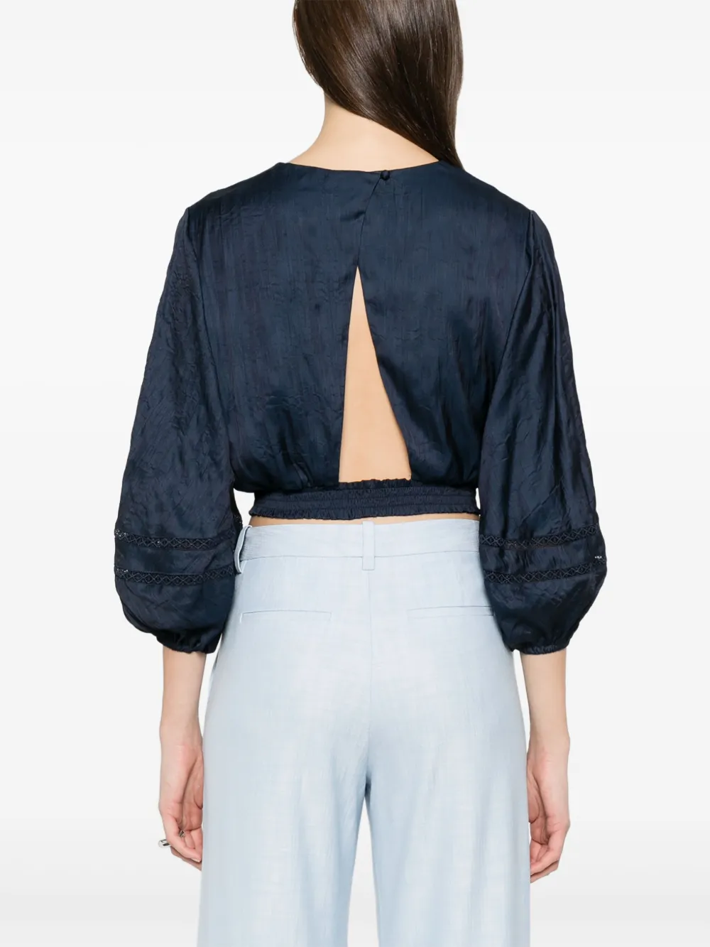 Maje Blouse met ballonmouwen Blauw