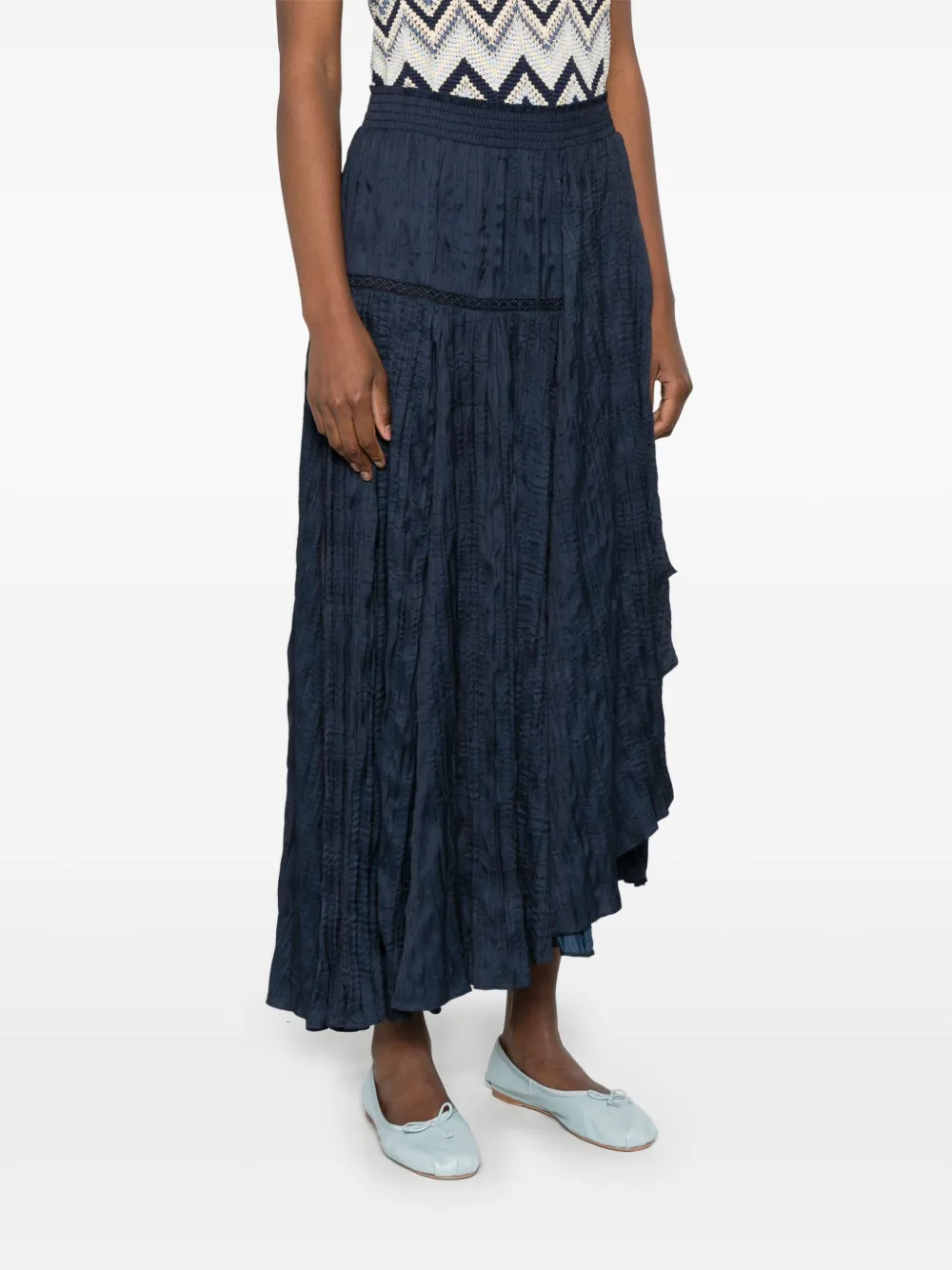 Maje Plissé midi-rok Blauw