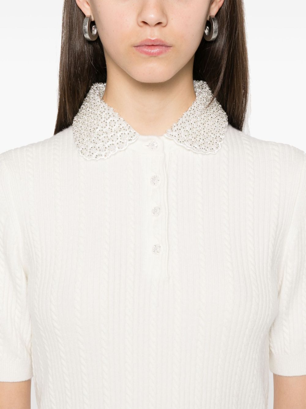 Maje ribbed-knit polo top Women