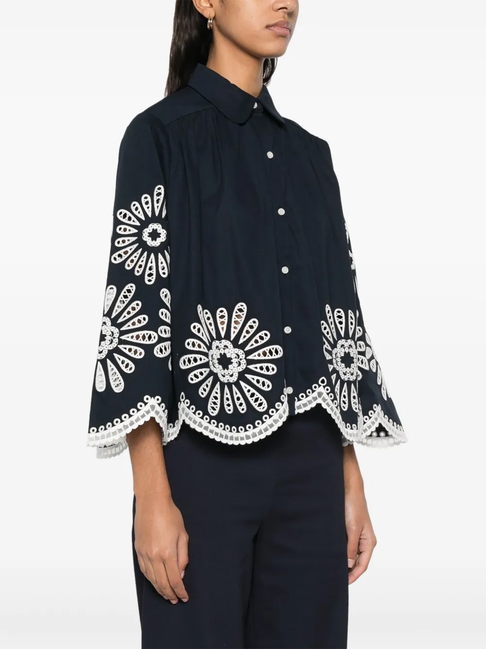 MAJE BRODERIE ANGLAISE-DETAIL SHIRT