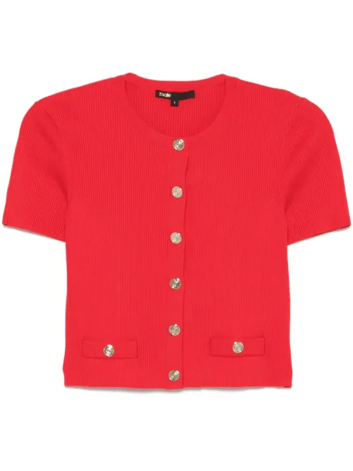 Maje cardigan nervuré - Rouge - Maje - Modalova