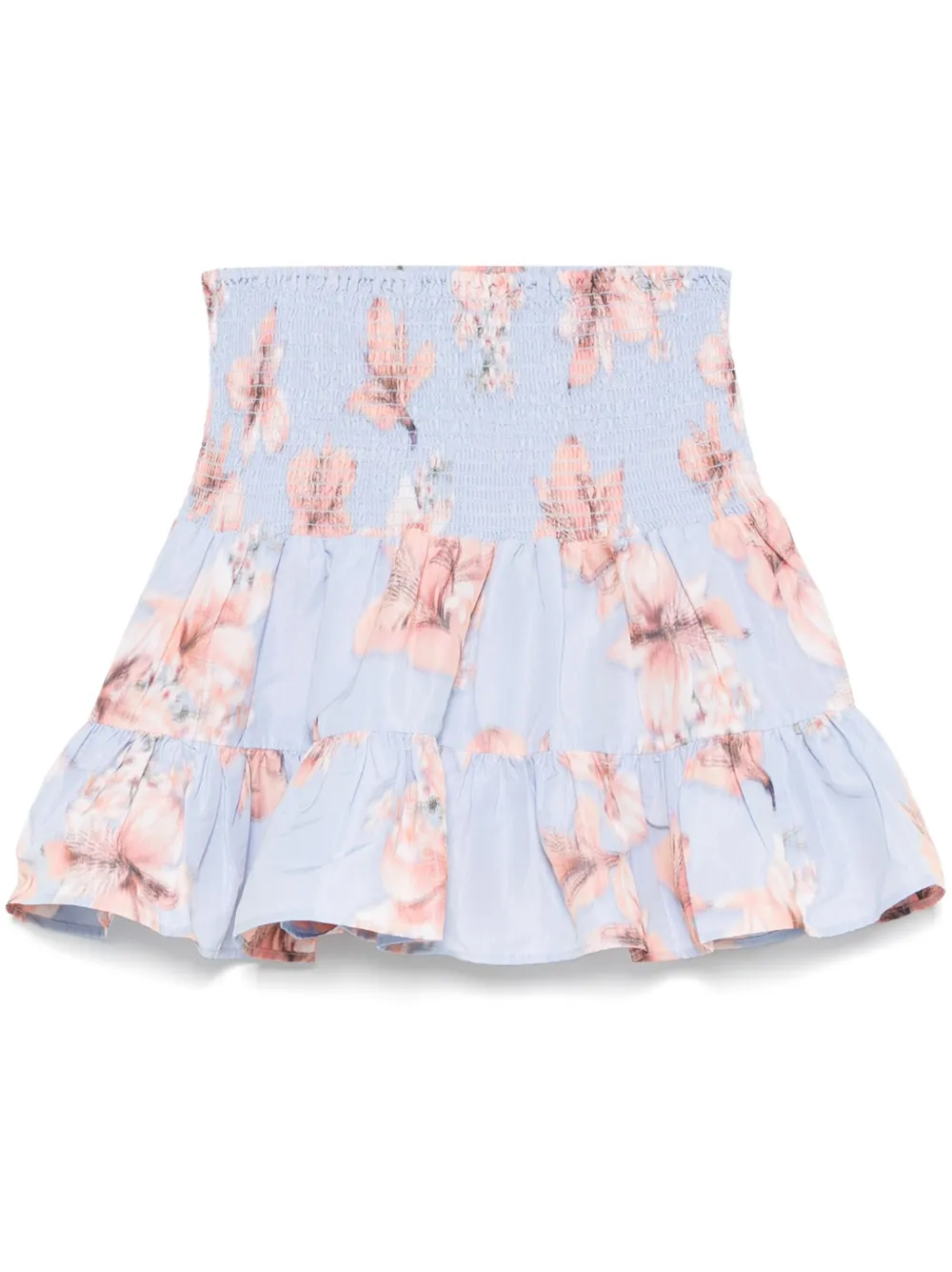 floral-print mini skirt