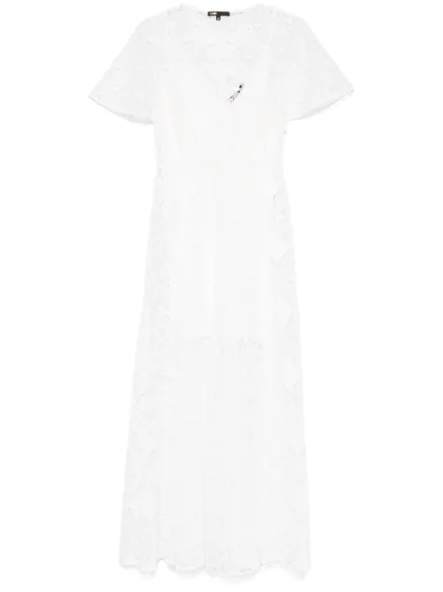 Robe en dentelle fleurie à coupe longue - Maje - Modalova