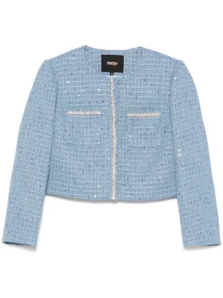 Maje ツイード ジャケット | ブルー | FARFETCH JP
