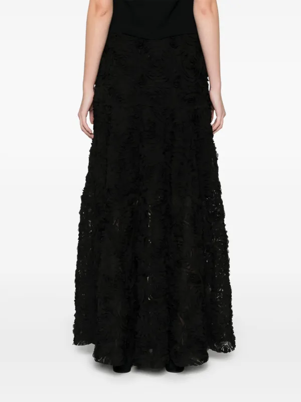 Maje Embroidered Maxi Skirt | Black | FARFETCH BN