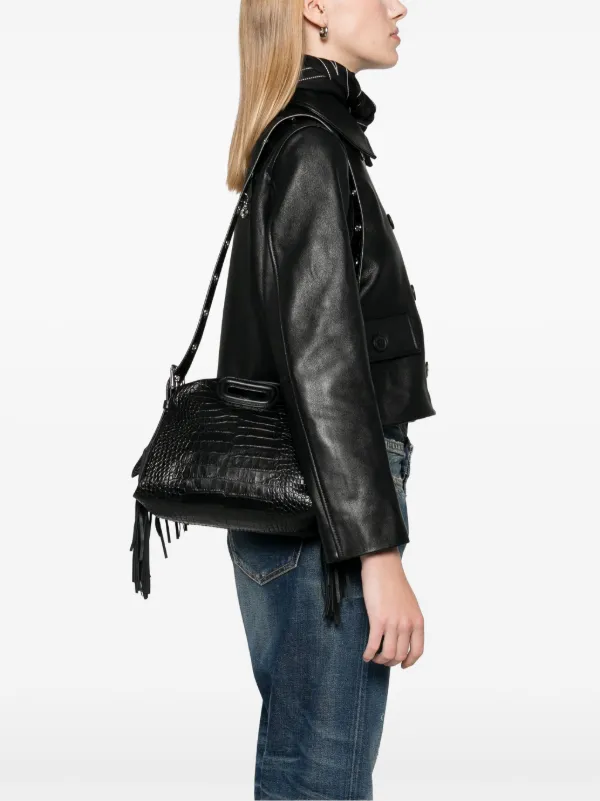 Maje Mini Miss M Tasche Mit Prägung Schwarz FARFETCH DE