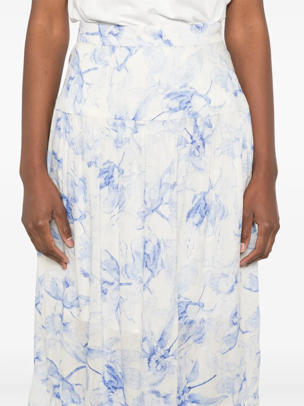 Maje Midi-jurk met bloemenprint Wit