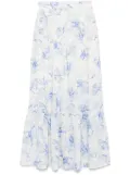 Maje floral-print midi skirt - White