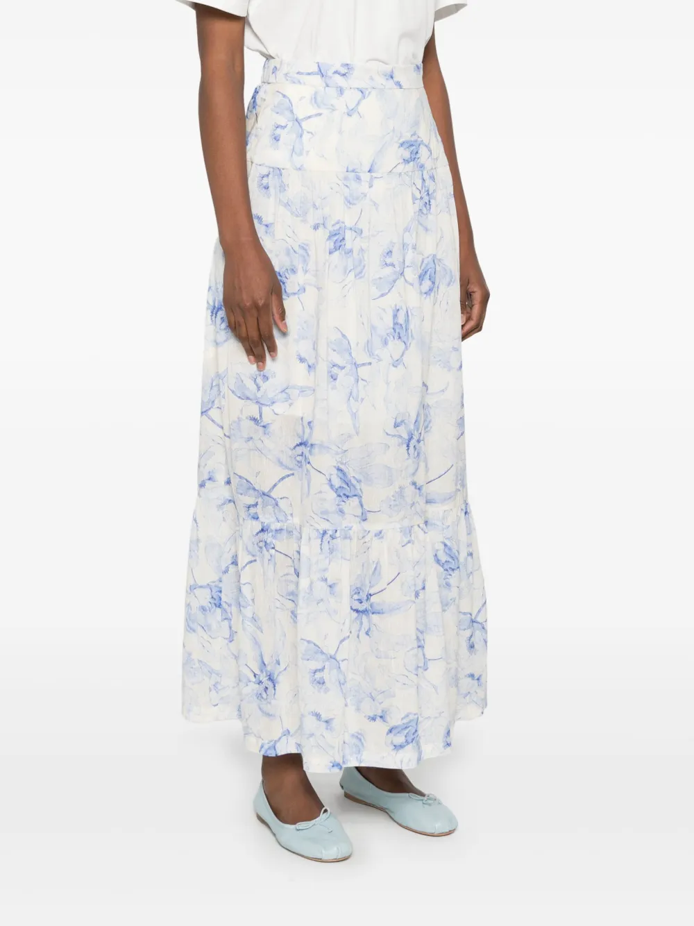 Maje Midi-jurk met bloemenprint Wit