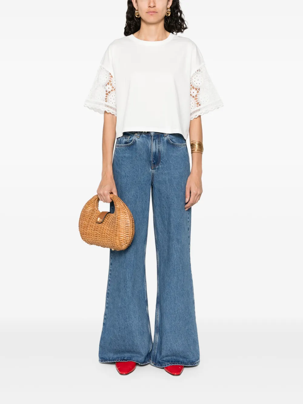 Maje studded-waistband jeans - Blauw