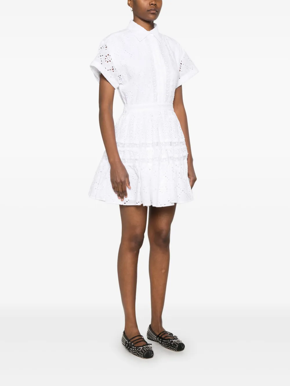 Maje Broderie anglaise blousejurk Wit