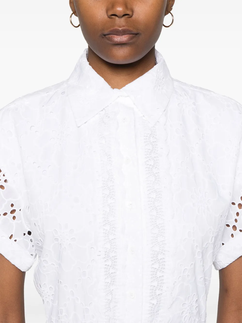 Maje Broderie anglaise blousejurk Wit