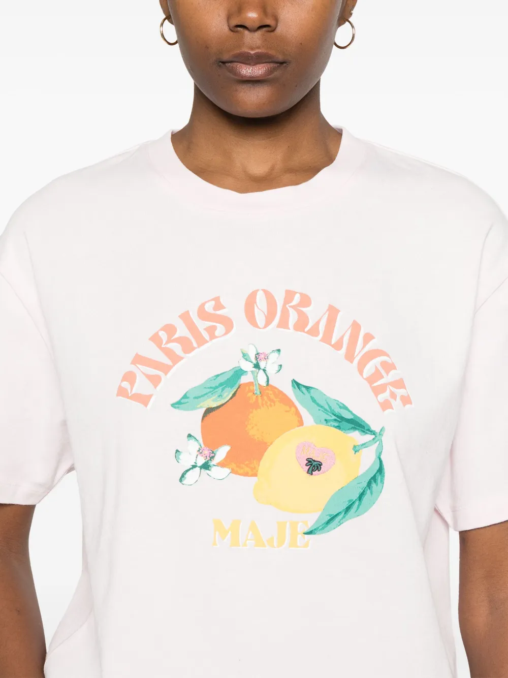 Maje T-shirt met grafische print Roze