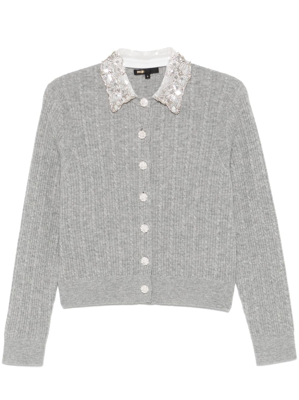 embellished-collar cardigan