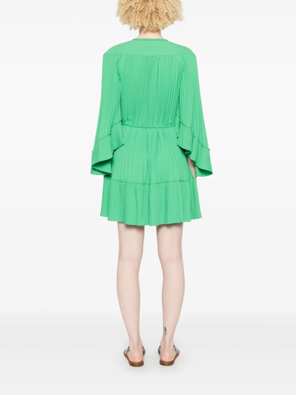 Maje Plissé mini-jurk Groen