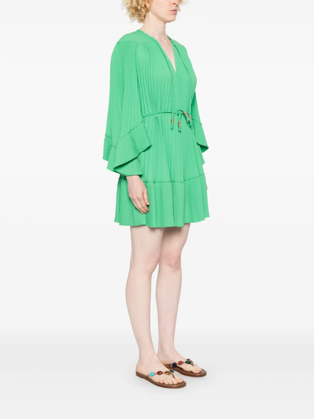 Maje Plissé mini-jurk Groen