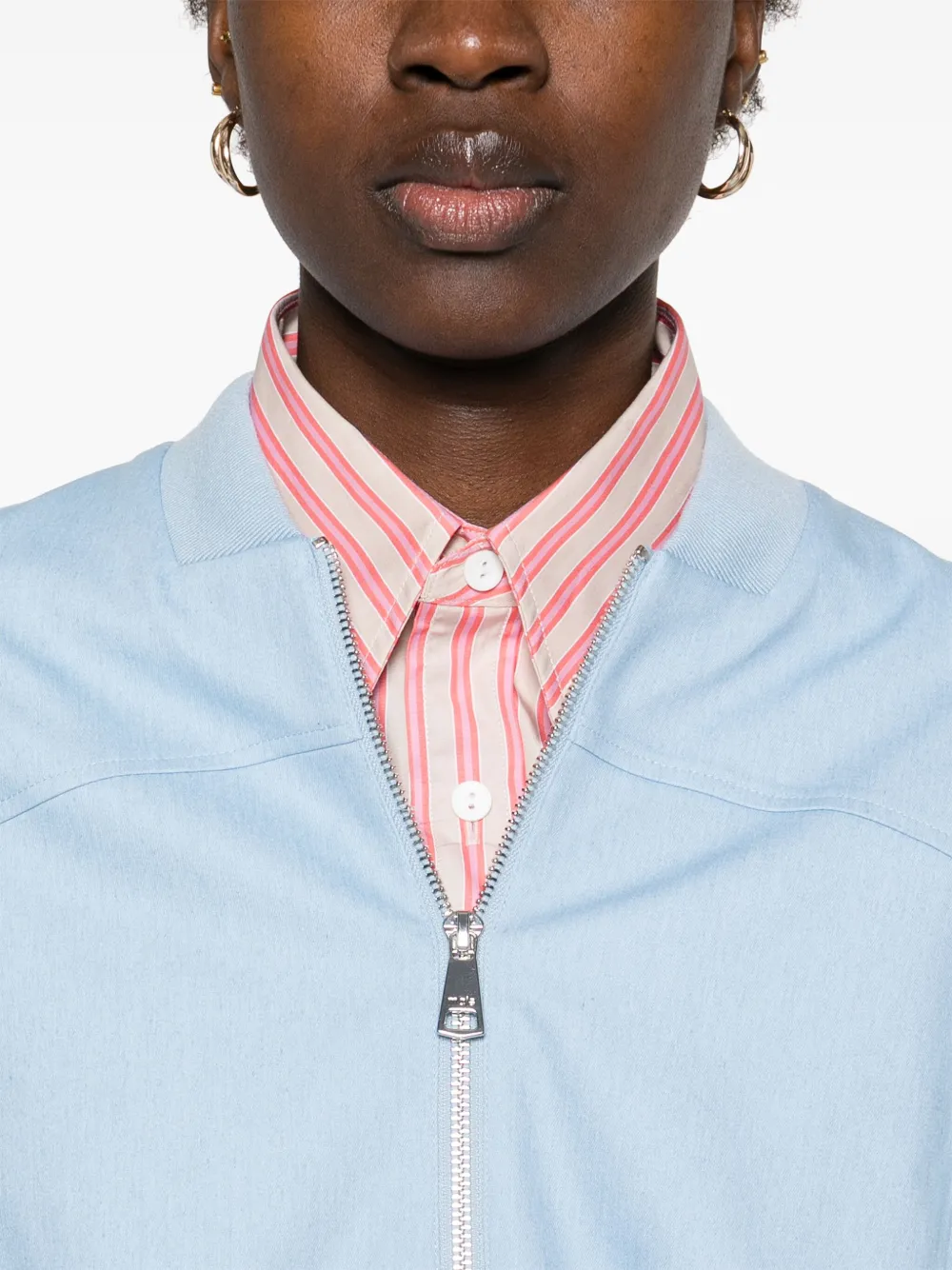 Shop Maje Cropped Bomber Jacket In Blue