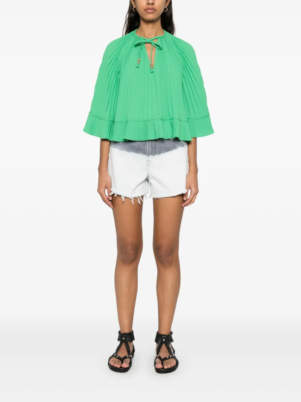 Maje Plissé blouse - Groen