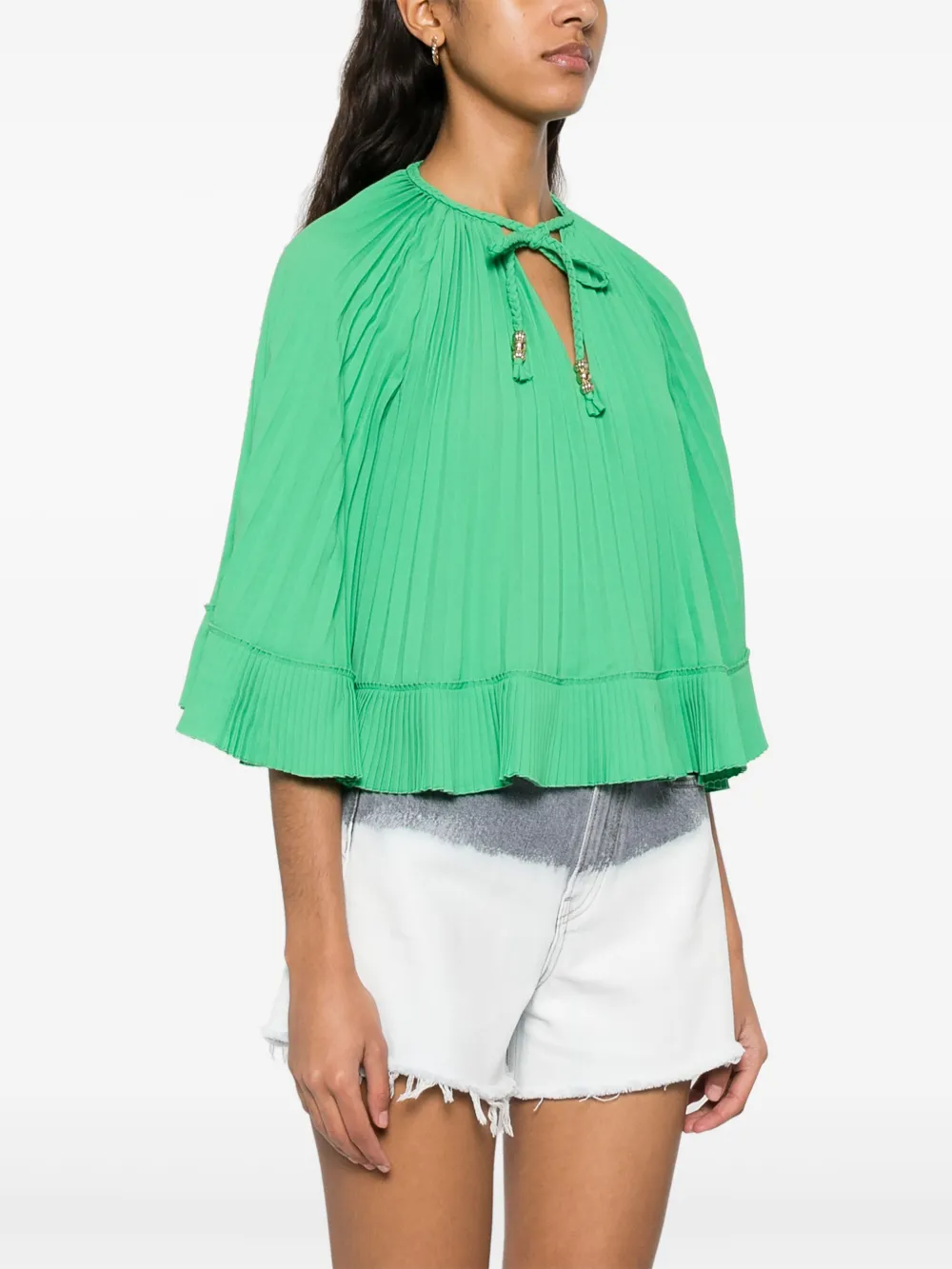 Maje Plissé blouse Groen